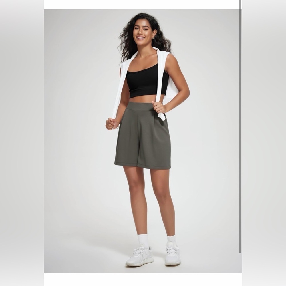 Ododos Modal Soft Wide Leg Shorts High Waist Size Medium NWT Women's Deep Gray - Picture 3 of 9